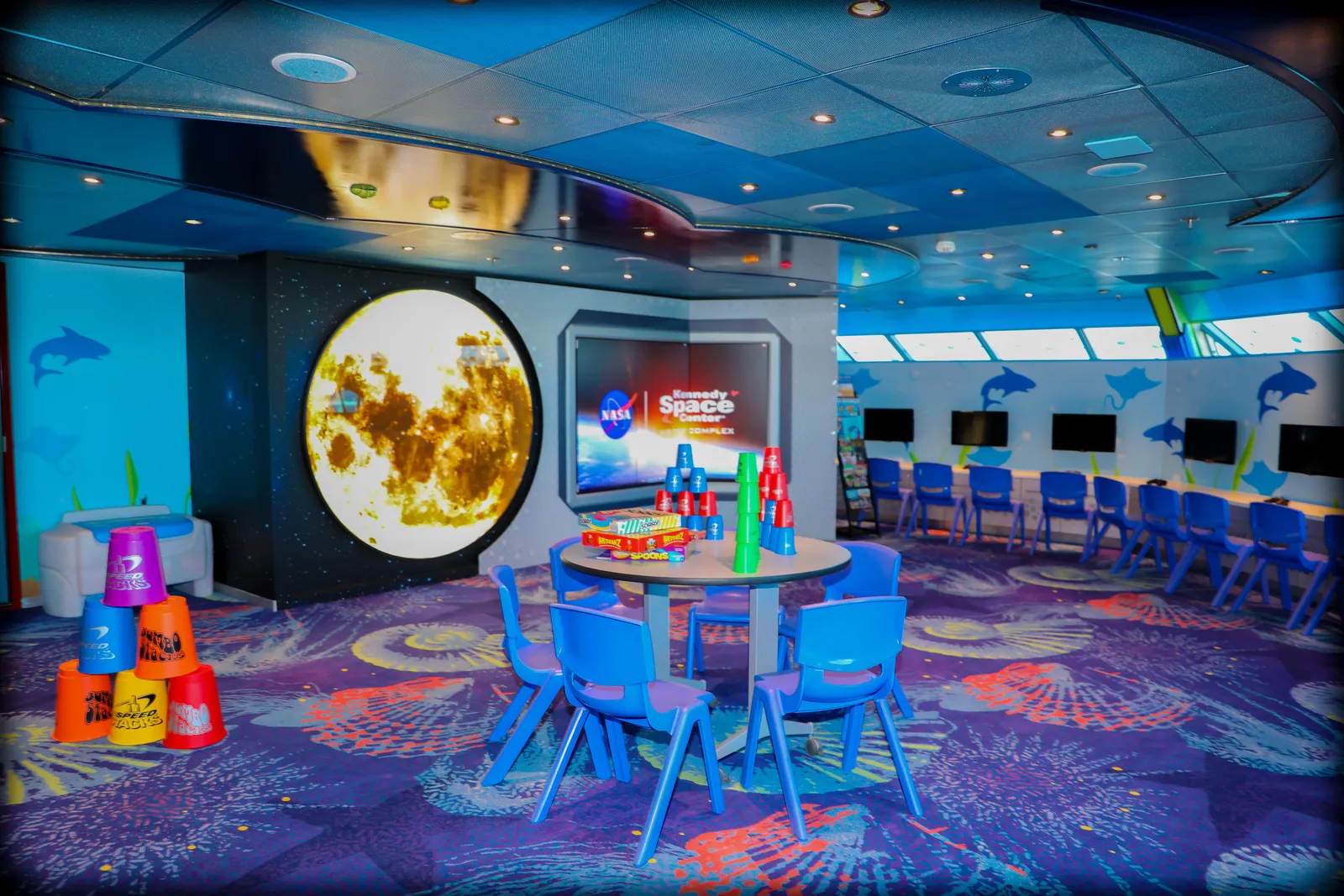 Camp Ocean on Carnival Glory with the Kennedy Space Center video wall
