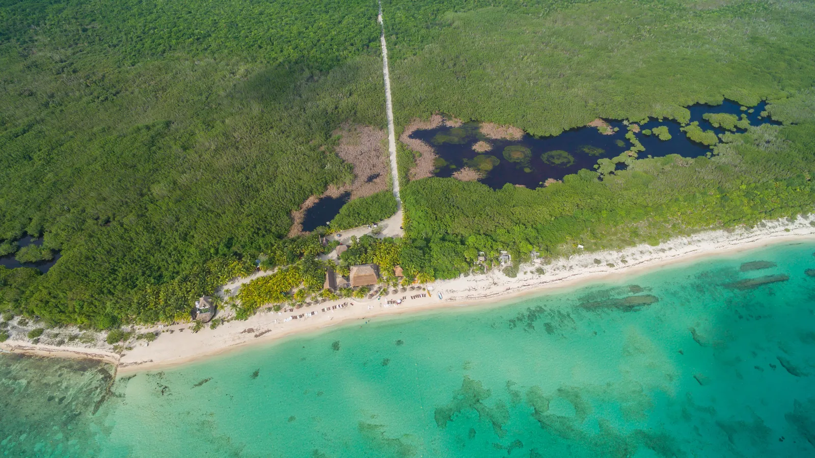Aerial view of Palancar Beach on Cozumel