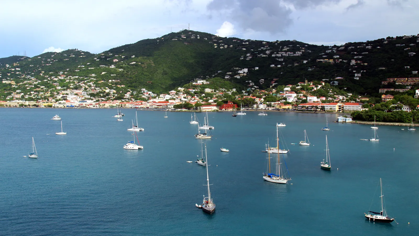 Charlotte Amalie harbor and hillside town on St. Thomas