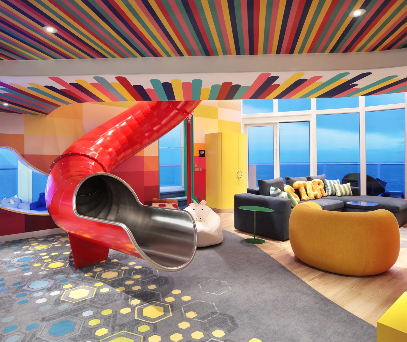 The Ultimate Family Townhouse living room with a red slide